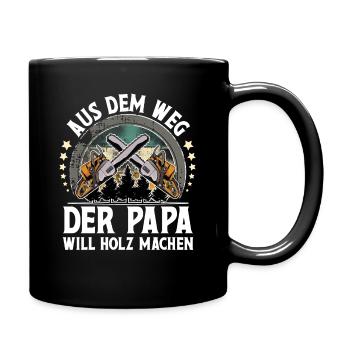 Holzfäller Papa - Tasse einfarbig - Schwarz - Rechts