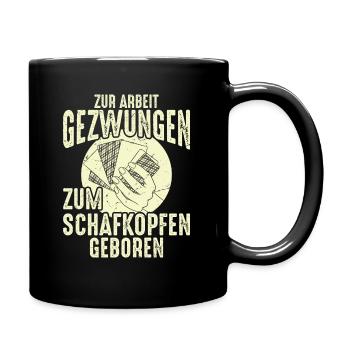 Zum Schafkopfen geboren Kartenspiel - Tasse einfarbig - Schwarz - Rechts