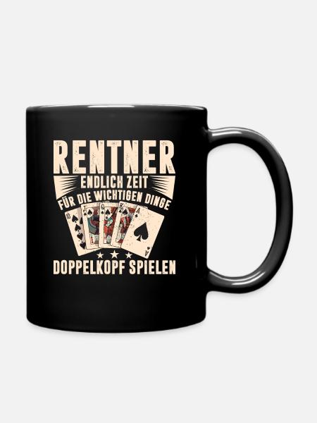 Doppelkopf Zeit für die wichtigen Dinge - Tasse einfarbig - Schwarz