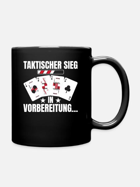 Doppelkopf taktischer Sieg Kartenspiel - Tasse einfarbig - Schwarz