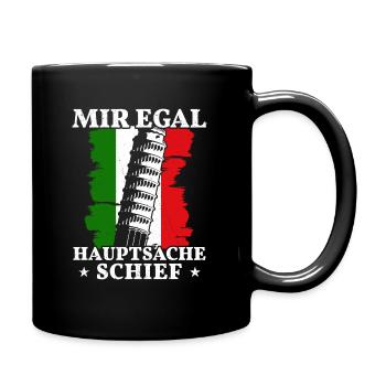 Schiefe Turm von Pisa mir egal Italien - Tasse einfarbig - Schwarz - Rechts