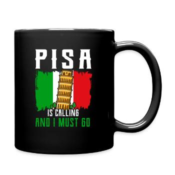 Pisa ruft ich muss los Schiefe Turm Italien - Tasse einfarbig - Schwarz - Rechts