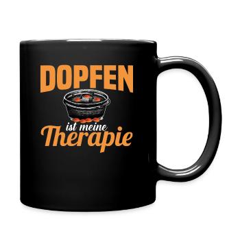 Dutch Oven Dopfen ist meine Therapie - Tasse einfarbig - Schwarz - Rechts