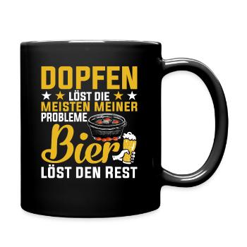 Dutch Oven und Bier Spruch Dopfer - Tasse einfarbig - Schwarz - Rechts