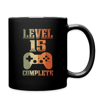 15th Birthday Level 15 Years Unlocked Gamer - Full Colour Mug - black - Right