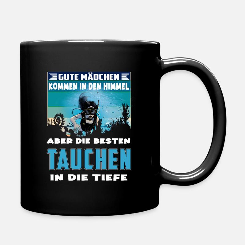 Diving,Tauchen, Mädchen Geschenk - Tasse einfarbig - Schwarz