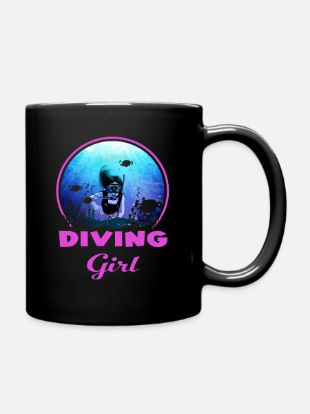 Cadeau de plongée Fille de plongée - Mug uni - noir