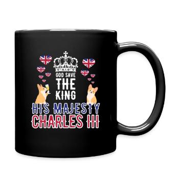 Britischer König Krönung Charles England Flagge - Tasse einfarbig - Schwarz - Rechts