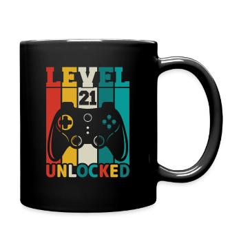 21 Jahre 21. Geburtstag Level freigeschaltet Gamin - Tasse einfarbig - Schwarz - Rechts