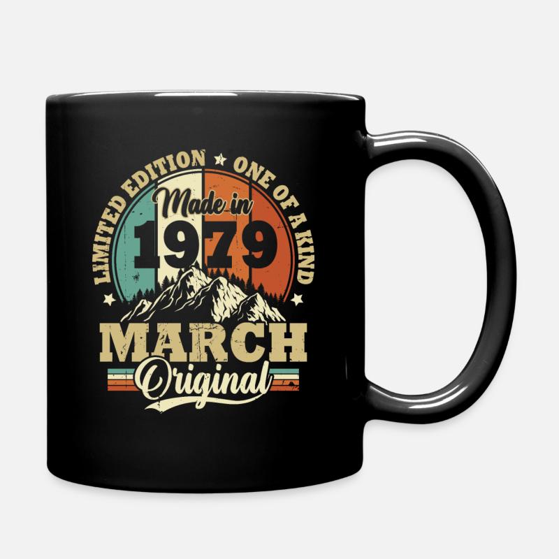 Geburtstagsgeschenk März 1979 Vintage Retro - Tasse einfarbig - Schwarz