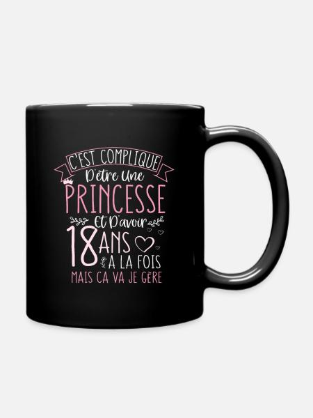 Femme Anniversaire 18 Ans Fille Cadeau Humour - Mug uni - noir