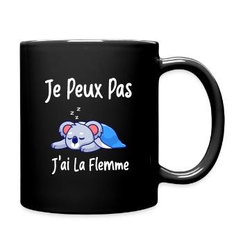 Je Peux Pas J'ai La Flemme - koala - Mug uni - noir - Droite
