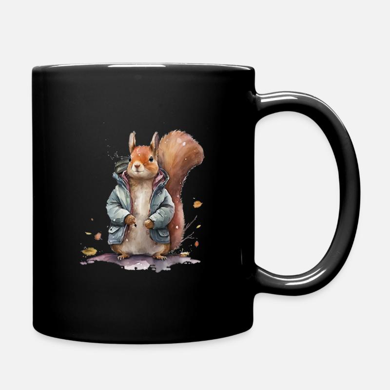 Eichhörnchen-Eichhörnchen trägt eine Aquarelljacke - Tasse einfarbig - Schwarz