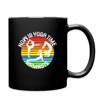Yoga dancers at retro sunset Namaste - Full Colour Mug - black - Right