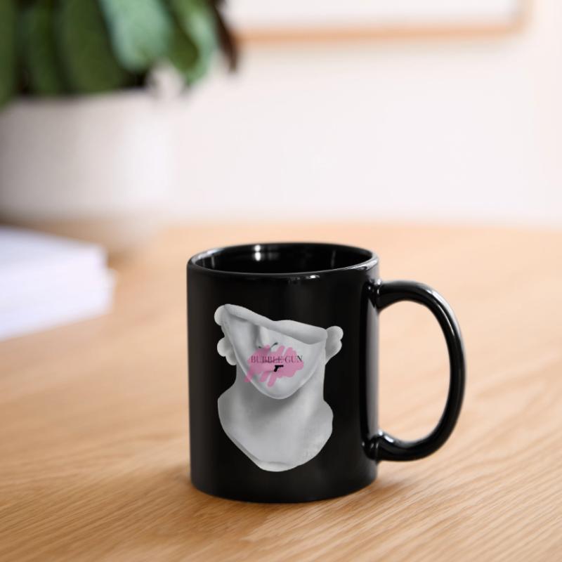 Bubble Gun Half Face White Sculpture Back Full Colour Mug