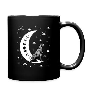 Gepard - Mond - Sterne - Fantasie - Tasse einfarbig - Schwarz - Rechts