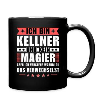 Ich bin Kellner und kein Magier - Tasse einfarbig - Schwarz - Rechts