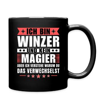 Ich bin Winzer und kein Magier - Tasse einfarbig - Schwarz - Rechts