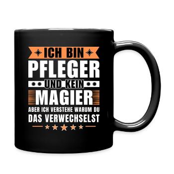 Ich bin Pfleger und kein Magier - Tasse einfarbig - Schwarz - Rechts