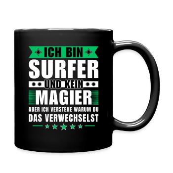 Ich bin Surfer und kein Magier - Tasse einfarbig - Schwarz - Rechts