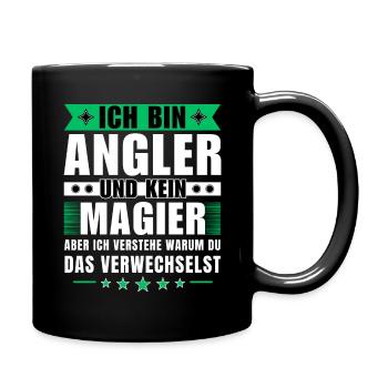 Ich bin Angler und kein Magier - Tasse einfarbig - Schwarz - Rechts