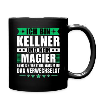 Ich bin Kellner und kein Magier - Tasse einfarbig - Schwarz - Rechts