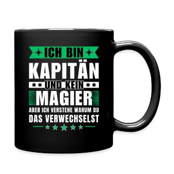 Ich bin Kapitän und kein Magier - Tasse einfarbig - Schwarz - Rechts