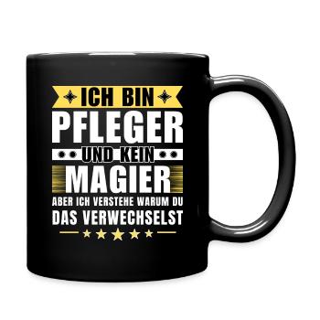 Ich bin Pfleger und kein Magier - Tasse einfarbig - Schwarz - Rechts