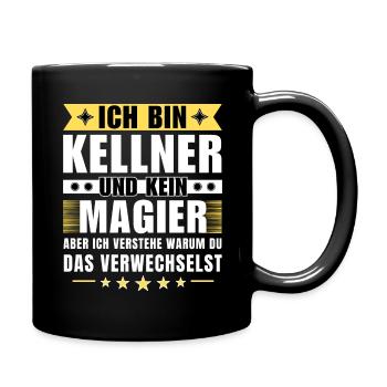 Ich bin Kellner und kein Magier - Tasse einfarbig - Schwarz - Rechts