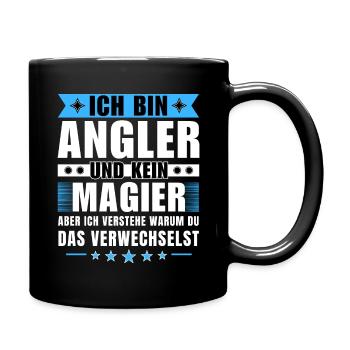 Ich bin Angler und kein Magier - Tasse einfarbig - Schwarz - Rechts