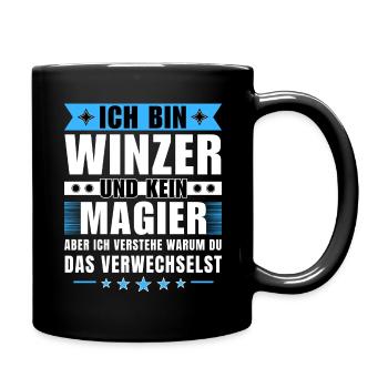 Ich bin Winzer und kein Magier - Tasse einfarbig - Schwarz - Rechts