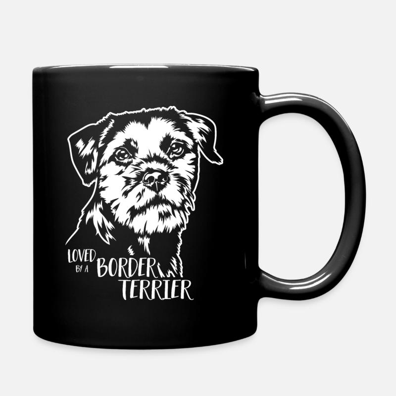 Loved by a Border Terrier Hunde Hund Wilsigns - Tasse einfarbig - Schwarz