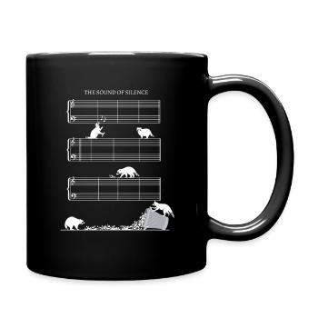 Silence Music Sheet Without Notes with Raccoons - Full Colour Mug - black - Right
