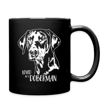 Aimé par un chien Doberman disant Doberman Wilsigns - Mug uni - noir - Droite