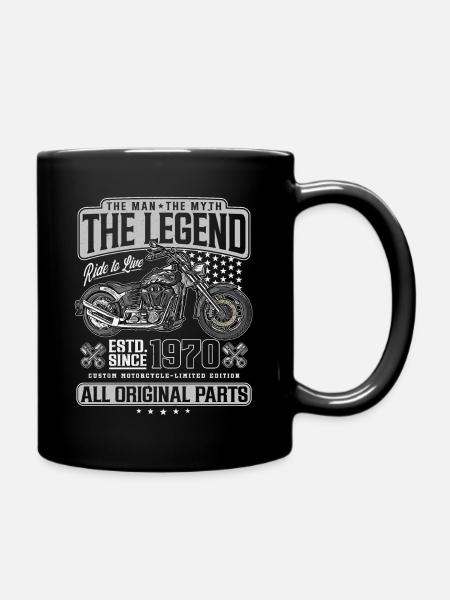 1970 Jahrgang Mann Mythos Legende Motorrad - Tasse einfarbig - Schwarz