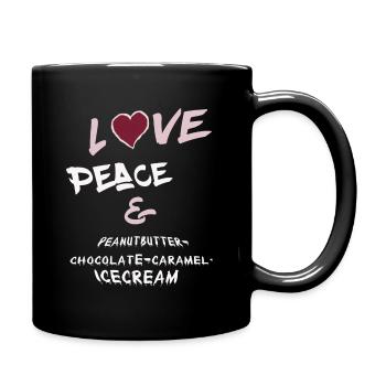 Love Peace et Beurre de cacahuète-chocolat-glace - Mug uni - noir - Droite