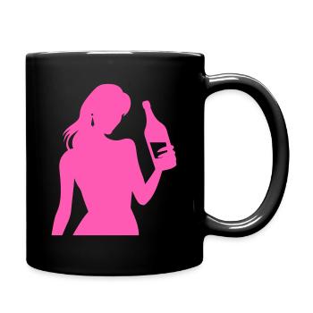 Femme Fête Silhouette Boisson - Mug uni - noir - Droite