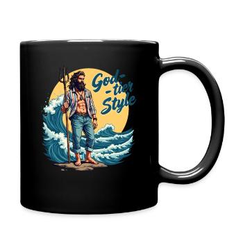 God Tier Style - Hipster Poseidon - Full Colour Mug - black - Right