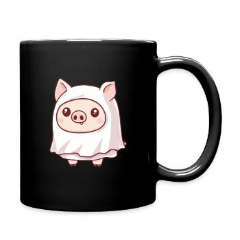 Pig Halloween Comic Ghost - Full Colour Mug - black - Right