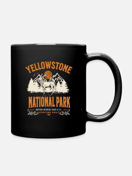 Paysage de la forêt de Yellowstone - Mug uni - noir