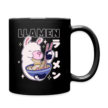 Llamen Kawaii Lama isst Ramen - Tasse einfarbig - Schwarz - Rechts
