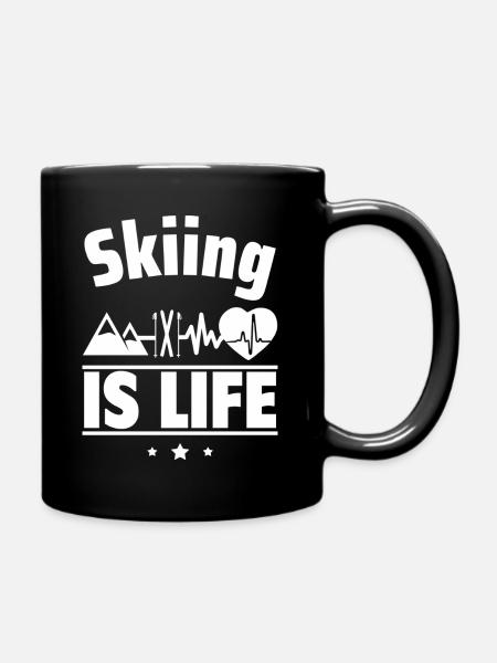 Skifahren ist Leben - Tasse einfarbig - Schwarz