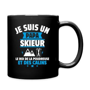 Papa Skieur : Cadeau Fête Des Pères,Ski,Montagne - Mug uni - noir - Droite