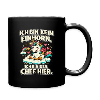 Ich bin kein Einhorn Chef hier - Tasse einfarbig - Schwarz - Rechts
