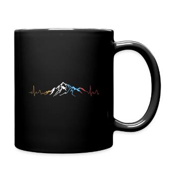 Mountains Hiking Mountaineering Heartbeat - Full Colour Mug - black - Right
