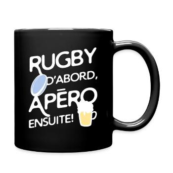 Rugby et apéro - Mug uni - noir - Droite