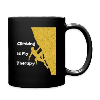 Climbing Is My Therapy - Full Colour Mug - black - Right
