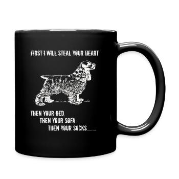 Spaniel Zuerst werde ich dein Herz stehlen - Tasse einfarbig - Schwarz - Rechts