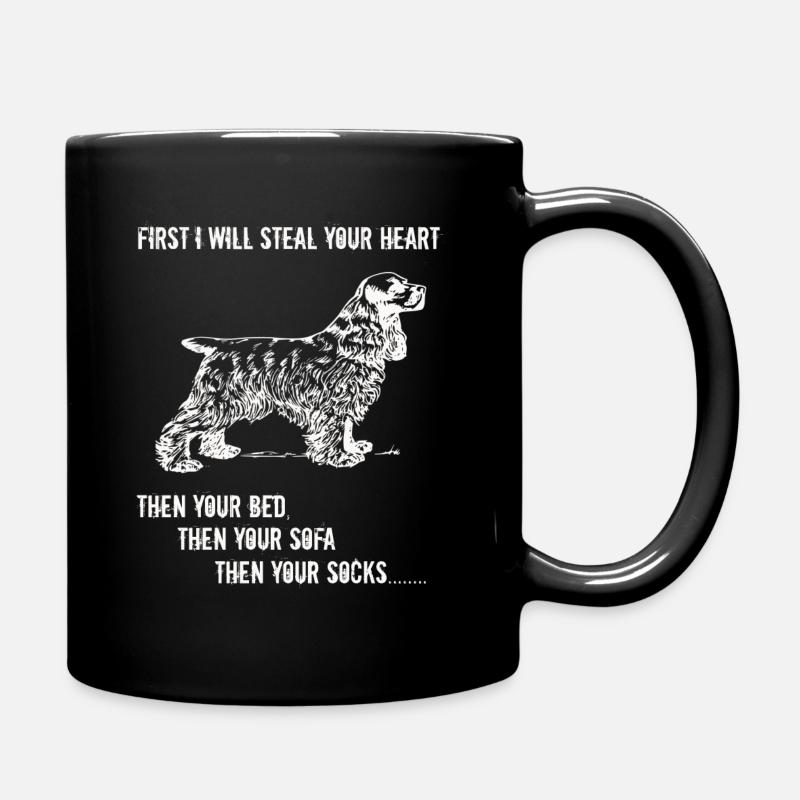 Spaniel First I Will Steal Your Heart - Full Colour Mug - black