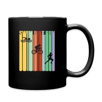Triathlon Schwimmen Radlauf - Tasse einfarbig - Schwarz - Rechts